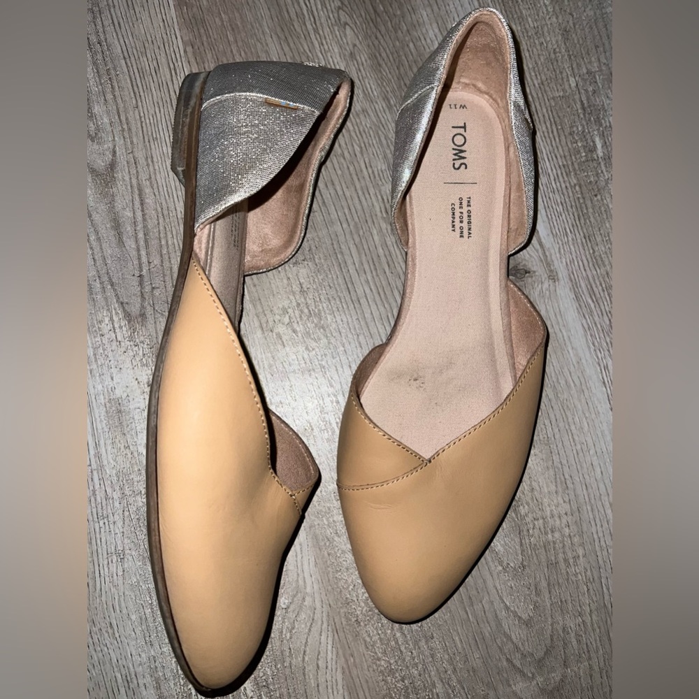 EUC TOMS Jutti D'Orsay Tan Leather Flat